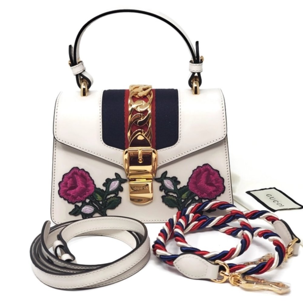 100% Auth Gucci Sylvie Mini White CrossbodyBag New - Picture 1 of 8